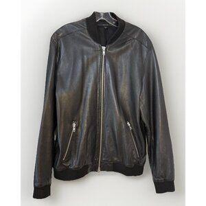 DSTLD Men's Leather Bomber Jacket Size Large